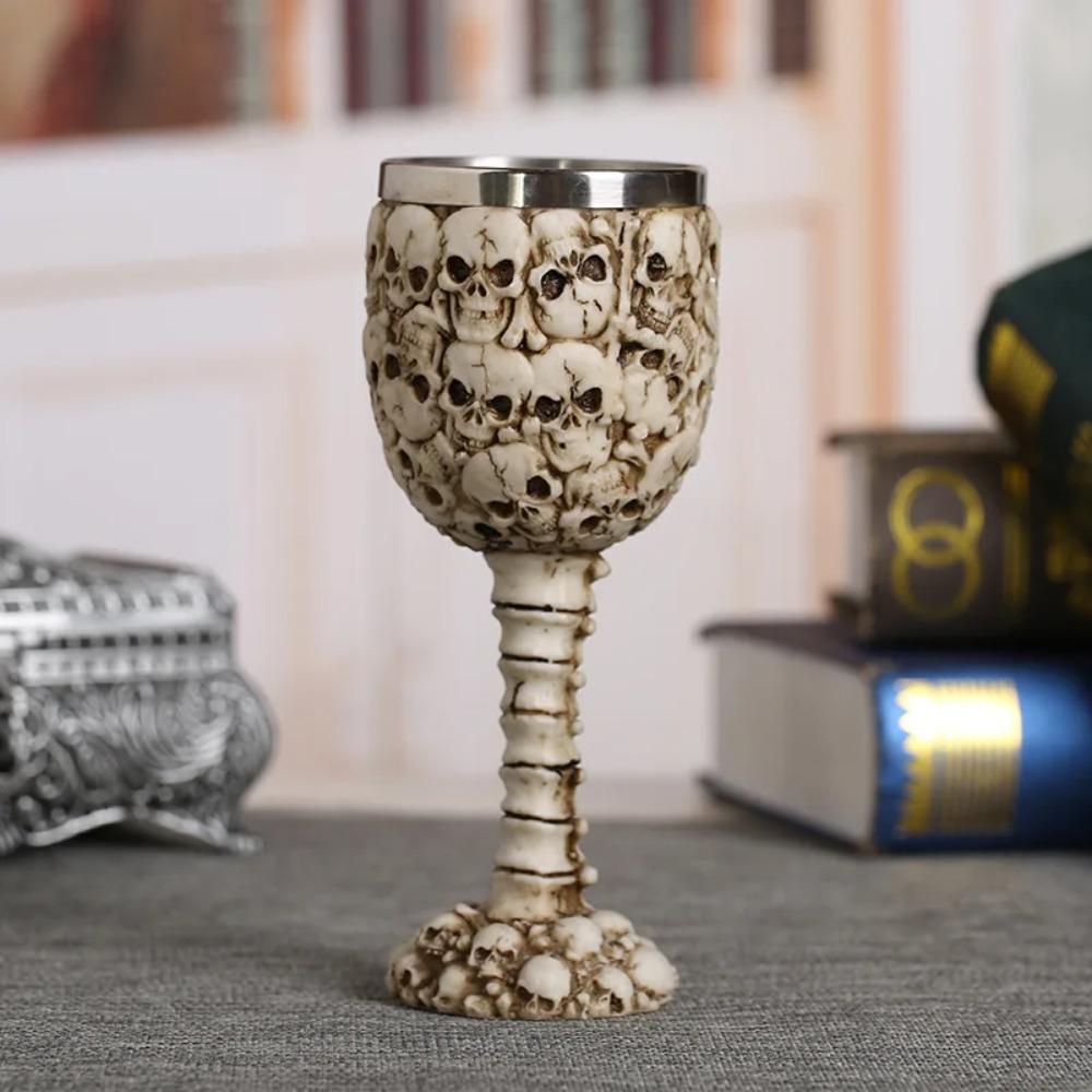 Skeleton Viking Dragon Drinking Mug Punk Skull Goblet Gothic Wine Cup  Halloween Gift