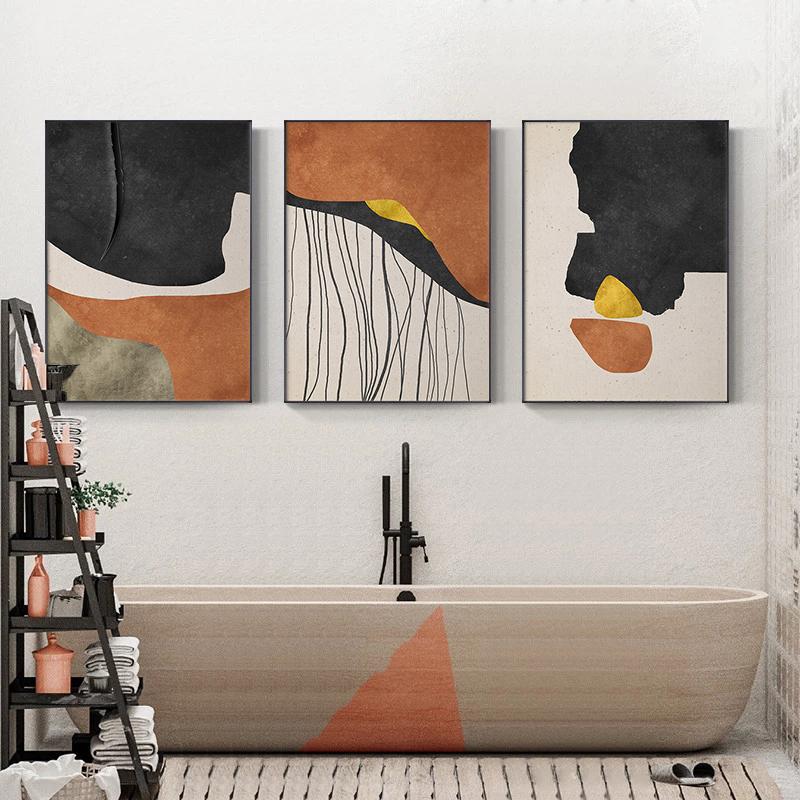 Scandinavian Abstract Color Poster Blocks and Black Lines Canvas Painting Nordic Wall Art Decoration Picture Home Design Decor