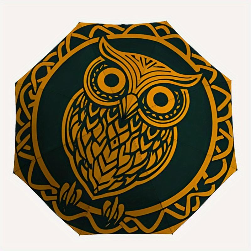 1pc Owl Celtic Automatic Open/Close Umbrella, Portable Folding Umbrella for Travel, Themed Events, It is suitable as a gift for various festivals, Out
