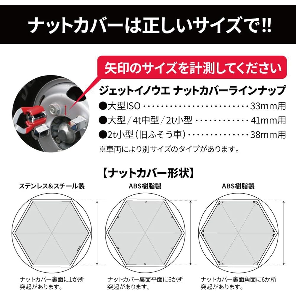 Jet Inoue Nut Cover 39L 33mm ABS 10 Pieces Square Shape