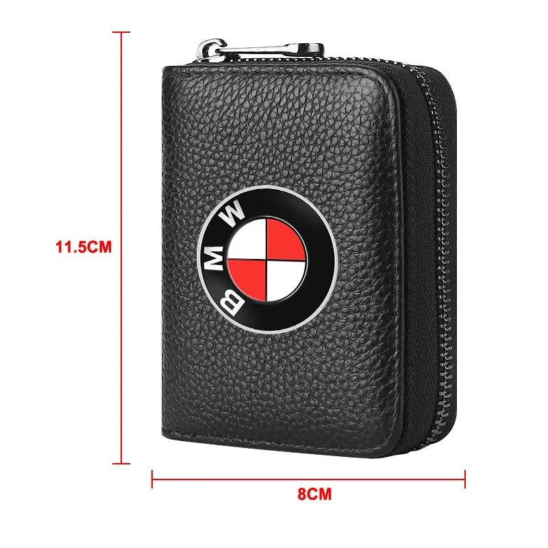 BAEG1 New 2025 Leather Emblem Car Key Case Keychain Zipper Key Case Bag For 50th BMW M M3 M5 M6 M2 E46 E90 E60 F10 F30 E39 E36 F20 E87