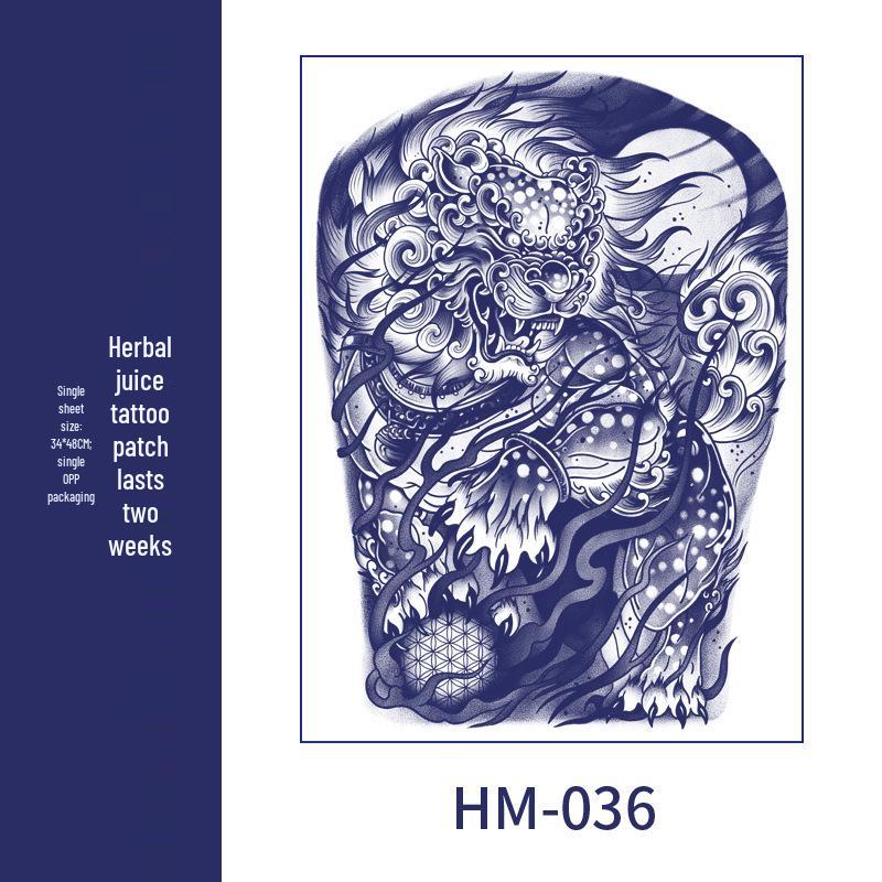 Waterproof Men's Herbal Tattoo Stickers: Full & Half Back, Long-Lasting, Large Floral Designs for Chest & Arm.