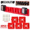 5 Pack Machine Holder Battery Storage Rack for Dewalt/Makita/Milwaukee 14.4V 18V Li-ion Battery Wall Mount Tool Bracket Fixing