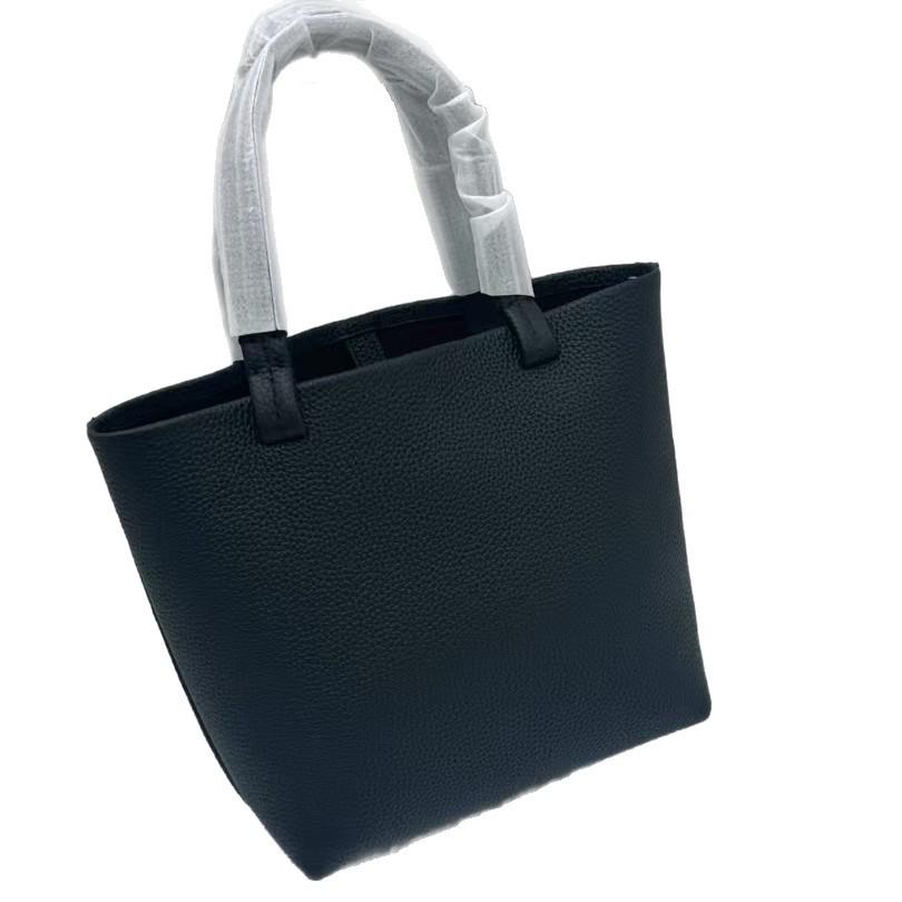 Маленькая сумка-тоут The Row из натуральной кожи - Большая вместимость, узор личи, стили ношения на плече/кроссбоди/под мышкой.