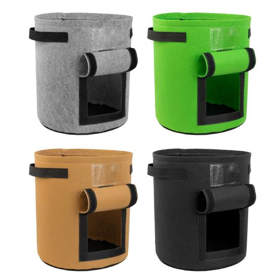 Нетканый войлочный мешок для выращивания Большой диаметр Мешок для посадки картофеля Ведро для выращивания рассады с окошком для овощей Клубника