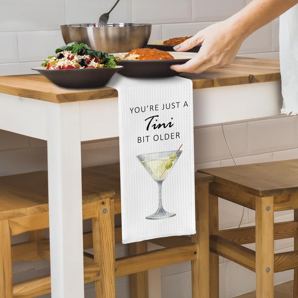 Martini Kitchen Towels,Funny Martini Dish Towels,Martini Gifts for Women,Martini Decor for Party Kitchen Bar Pub,16X24 Inches