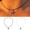 Silver Swirl Star Pendant Necklace Adjustable Length Clavicle Chains Fashionable Punk Collarbone Chain Jewelry for Women