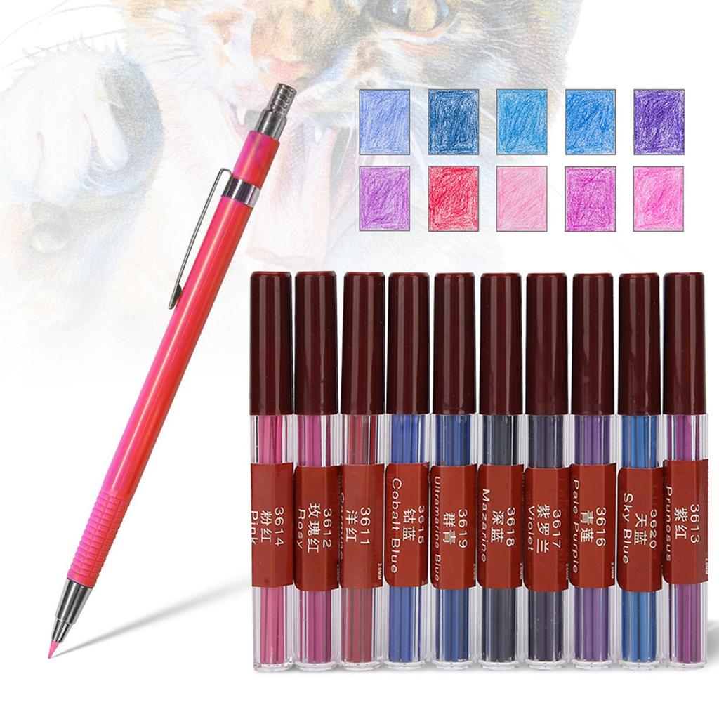 10 шт. 2,0 мм механический автоматический карандаш цветные стержни для рисования и письма