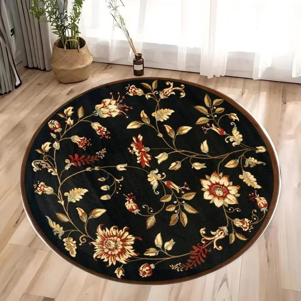 Роскошный ковер с цветами, круглый моющийся нескользящий большой ковер для спальни, комнаты, офиса, фермерского дома, стильный домашний декор, уличный ковер