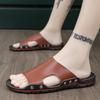 Летние мужские тапочки Натуральная кожа Дышащие сабо Сандалии Пляжная классика Кожаные шлепанцы Уличные шлепанцы Мужская обувь