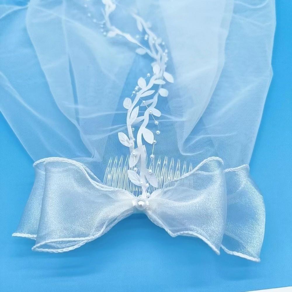 Mesh Bridal Veil Two Layer Bow Veils Simple Wedding Veils Women/Girls