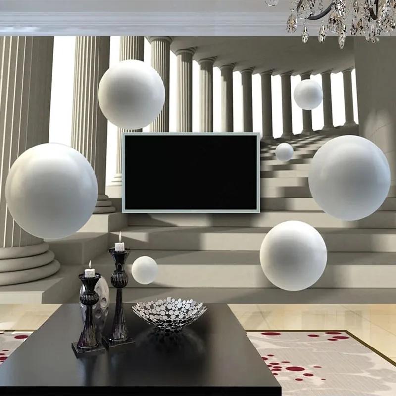 Настенные обои, современные 3D римские колонны, абстрактная космическая сфера, фреска для гостиной, телевизора, дивана, фоновые обои