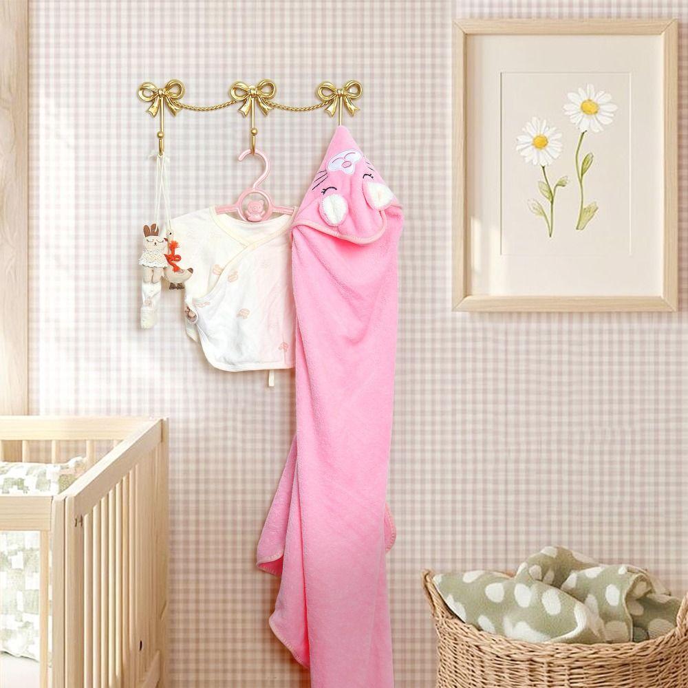 Wall Mounted Bow Wall Hooks Iron Three-Bows Hooks Cute Metal Bow Hooks Girls Room