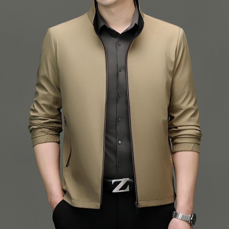 Мужская куртка с воротником-стойкой, весна и осень, новый повседневный пиджак большого размера для пап среднего возраста, деловой мужской стиль