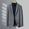 Мужской однотонный шерстяной пиджак для зимы, новый, для мужчин среднего возраста, деловой повседневный, утолщенный верх от костюма
