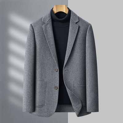 Мужской однотонный шерстяной пиджак для зимы, новый, для мужчин среднего возраста, деловой повседневный, утолщенный верх от костюма