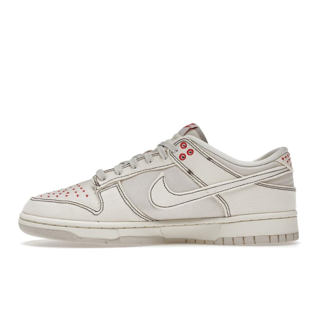 Nike Dunk Low SE Sashiko - Light Orewood Brown Unisex Sneakers Cream University-Red Pale-Ivory DV0834-100