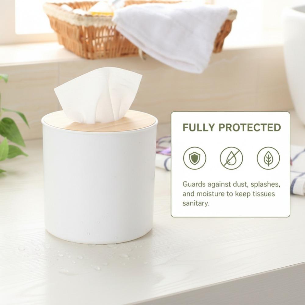 Wood, PP Tissue Box Cover Removable Wood Cover Storage Organizer Tissue Box Holder Home Use