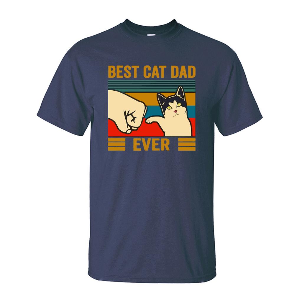 Best Cat Dad Ever Summer Men's T Shirt Cotton Short Sleeve Fashion Cute Streetwear Animal Cats Male Tops Casual Tshirt