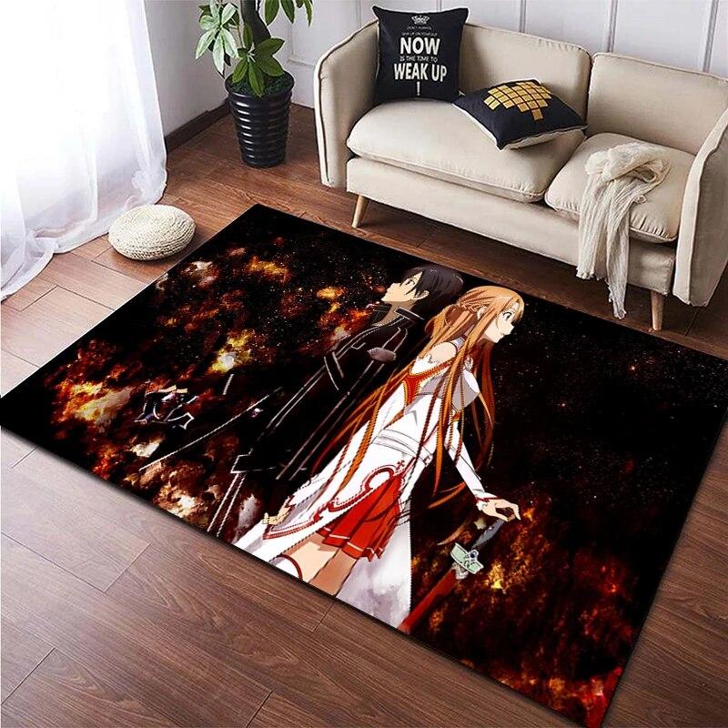 Hot Anime SAO Sword Art Online Modern House Living Room Floor Matte Bedroom Carpet Poster Mat Pattern Decorative Square Rug Gift