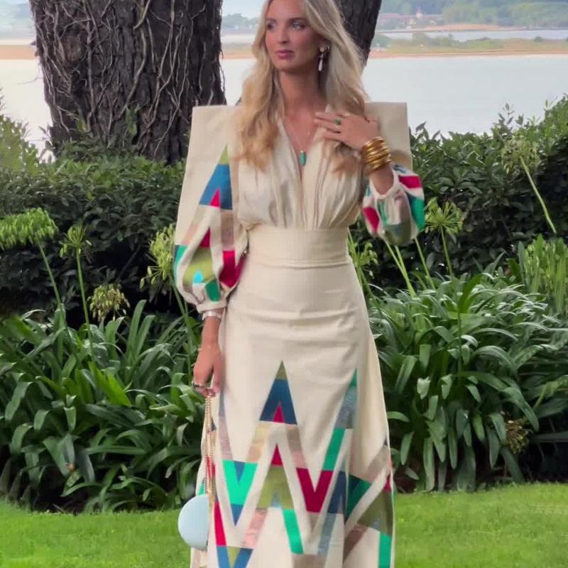 Женский комплект длинного платья с принтом