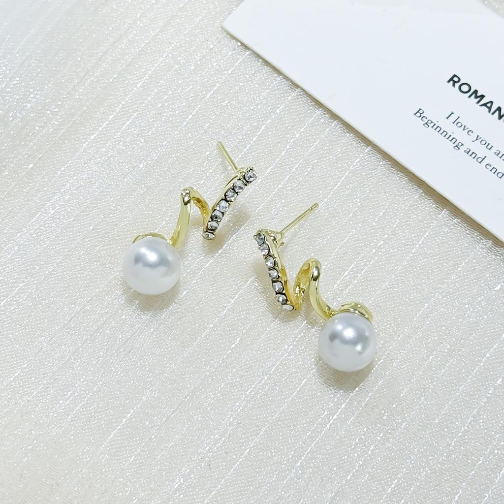 Серьги Niche Design Twisted Diamond-Set Pearl, простые универсальные серьги для женщин