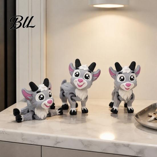 Goat Figurine with Movable Joints 1/2Pcs 3D Printed Fidget Toy, Cartoon Flexible Joints, Articulated Animal Figure for Desktop Decoration Action