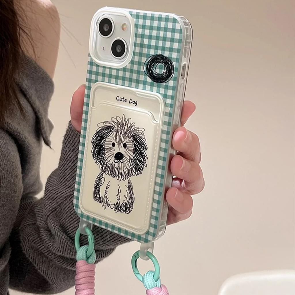 Lanyard Card Holder Mobile Phone Case Line Puppy Domestic Android for For Huawei NOVA for Honor 90 Creative Internet Celebrity Case