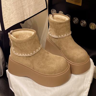 Женские зимние теплые сноубутсы, высокие, подкладка из искусственного меха, водонепроницаемые ботильоны, противоскользящая уличная обувь, для ходьбы, пешего туризма, спортивные ботинки