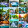 Полный квадратный 5D Diy алмазная живопись Водопад Гора ручная работа Алмазная вышивка Пейзаж Стразы Мозаика Подарок Домашний Декор