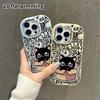 Phone Case: 2D flat design suitable for iPhone 18 17 16 15 14 13 Pro, couple style, little black cat, Christmas and Halloween gifts