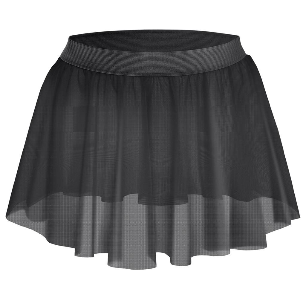 Mens See Through Mesh Ruffled Skirt Elastic Waistband Sheer Miniskirt Cross Dresser Costume