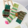 Ladies Spring and Autumn Color Assorted Striped College Wind Tube Cotton Socks