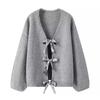 2024 Spring Fashion Bow Decor Loose Knit Cardigan