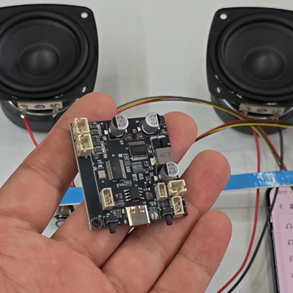 Двухканальный модуль усилителя Bluetooth 6.0 5 В с улучшенными басами, портативный динамик, тип DIY, зарядка Type-C для аудиопроектов