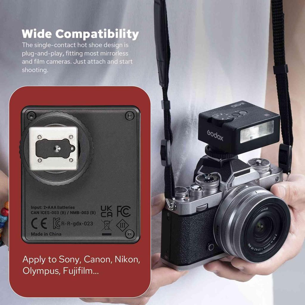 Godox iM30 Camera Flash Manual GN15 7 Levels Power Adjustment Optical Control Universal Hot Shoe Compatible with Cameras 6500K±200K S1/S2