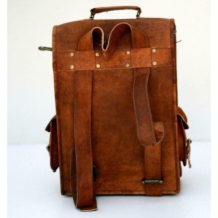 New Men's Backpack Laptop Vintage Genuine Rucksack Messenger Leather Bag