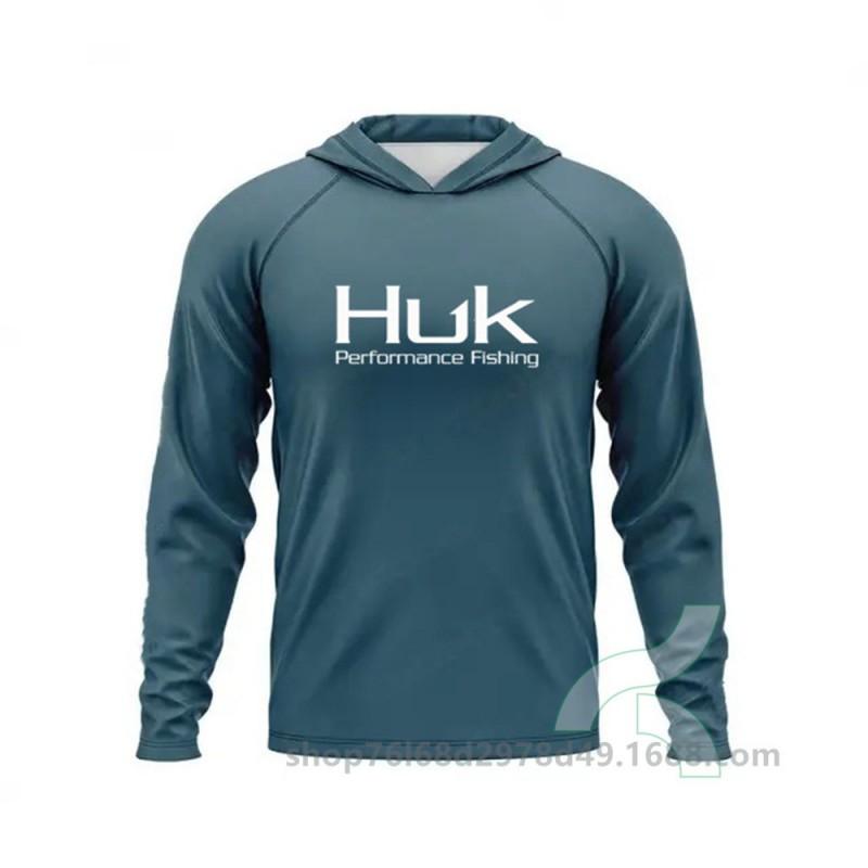 Mens UPF 50 Quick-Dry Fishing Hoodie Long Sleeve Sun Protection Shirt Sea Outdoor Activities