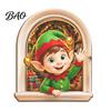 Christmas Character Ornament Set Arch Wooden Fridge Magnet Set, Holiday Window Frame 3D Printed Festive Magnets Magnetic Decor for Refrigerator Metal