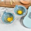 Microwave Double Egg Poacher Maker With Lid Detachable Drain Basket Heat Resistant Food Grade PP Poached Egg Cooker Steamer Kitchen Gadget
