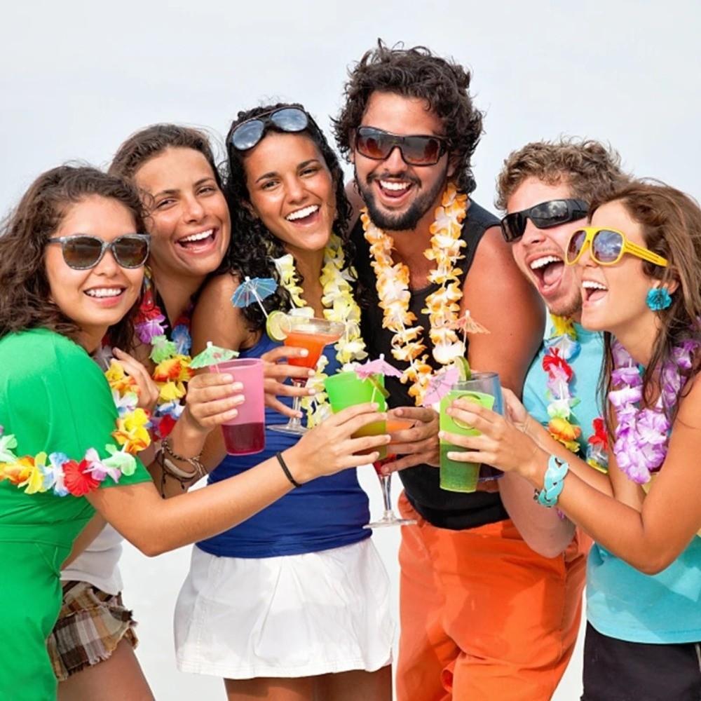 10Pcs Colorful Artificial Flower Wreath Reusable Tropical Theme Leis Bachelorette Party