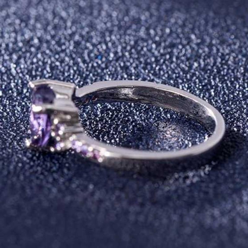 Sace Gems Классическое кольцо из медного сплава с фиолетовым цирконом, женские ювелирные изделия, свадебный подарок, вечеринка