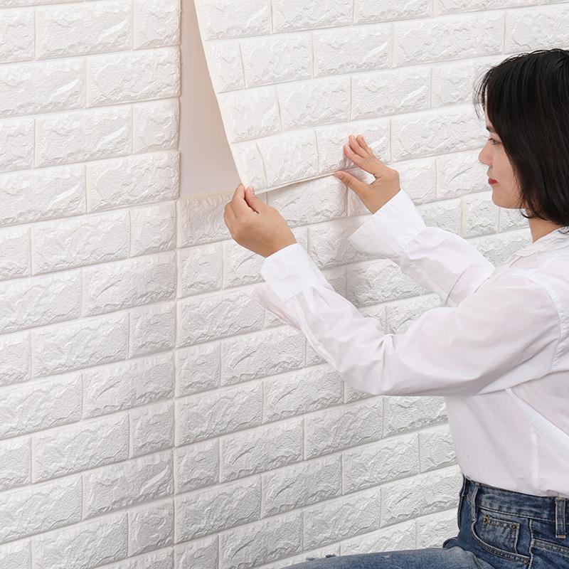 Modern Home Decoration Classic Self-adhesive Wallpaper 70cmX1m Waterproof Wall Stickers 3D DIY Foam Brick Pattern Anti-collision