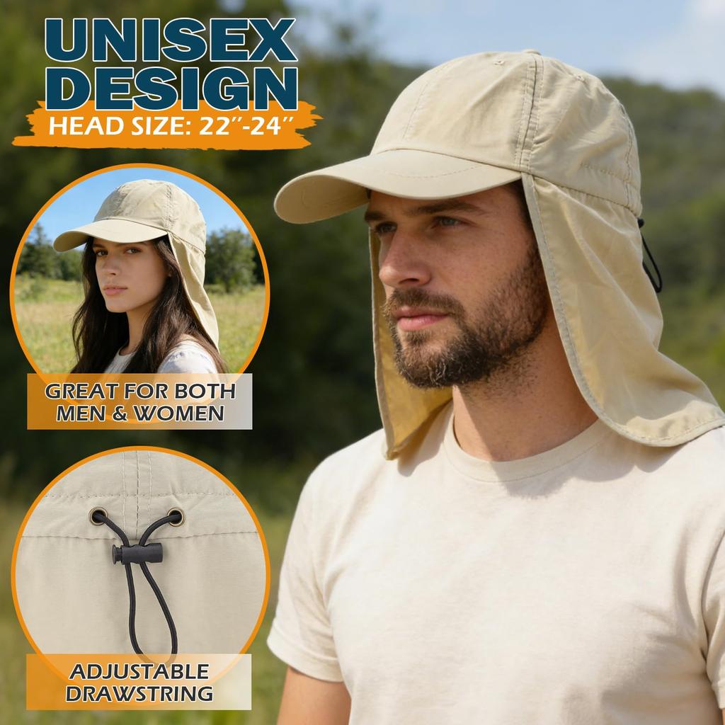 EINSKEY Foldable Sun Cap with Neck Flap, UPF 50+