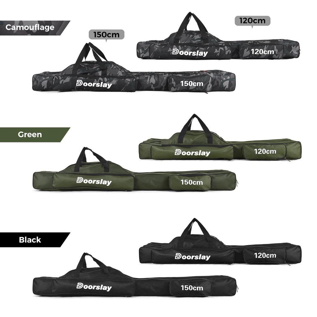 3 Layers Fishing Pole Bag Portable Folding Fishing Rod Storage Bag for Fishing Camping Hiking