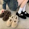 WD Internet Celebrity Mao Mao Shoes Women's Autumn and Winter Wear New Korean Version Flat Mary Jane Doudou Shoes Women's Velvet Cotton Shoes