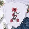 Summer Round Neck Printed Top Fashionable Casual Bow Flower Pattern Short Sleeved Women's Pure Cotton T-shirts
