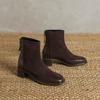 Krazing Pot Cow Suede Nubuck Autumn Winter Shoes Thick Heels Size 42 Square Toe Zipper Vintage Ankle Boots
