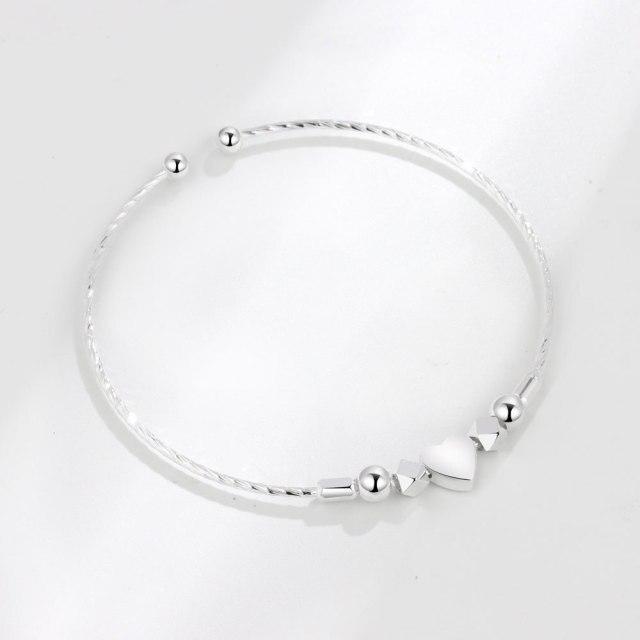 Стерлингового Серебра 925 пробы, регулируемый круглый бисер в форме сердца, браслет и браслет для женщин, свадебная вечеринка, элегантные ювелирные изделия, Sl455