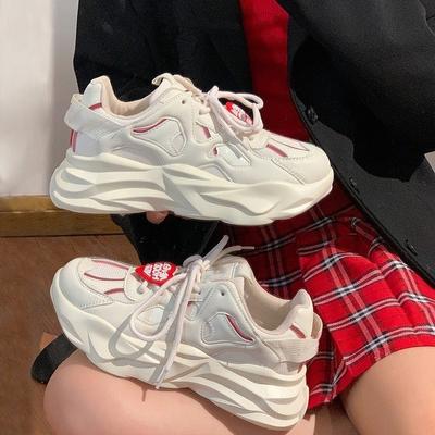 Обувь для папы, женская, осень и зима, новые белые туфли на платформе Ins, универсальная студенческая спортивная и досуговая обувь